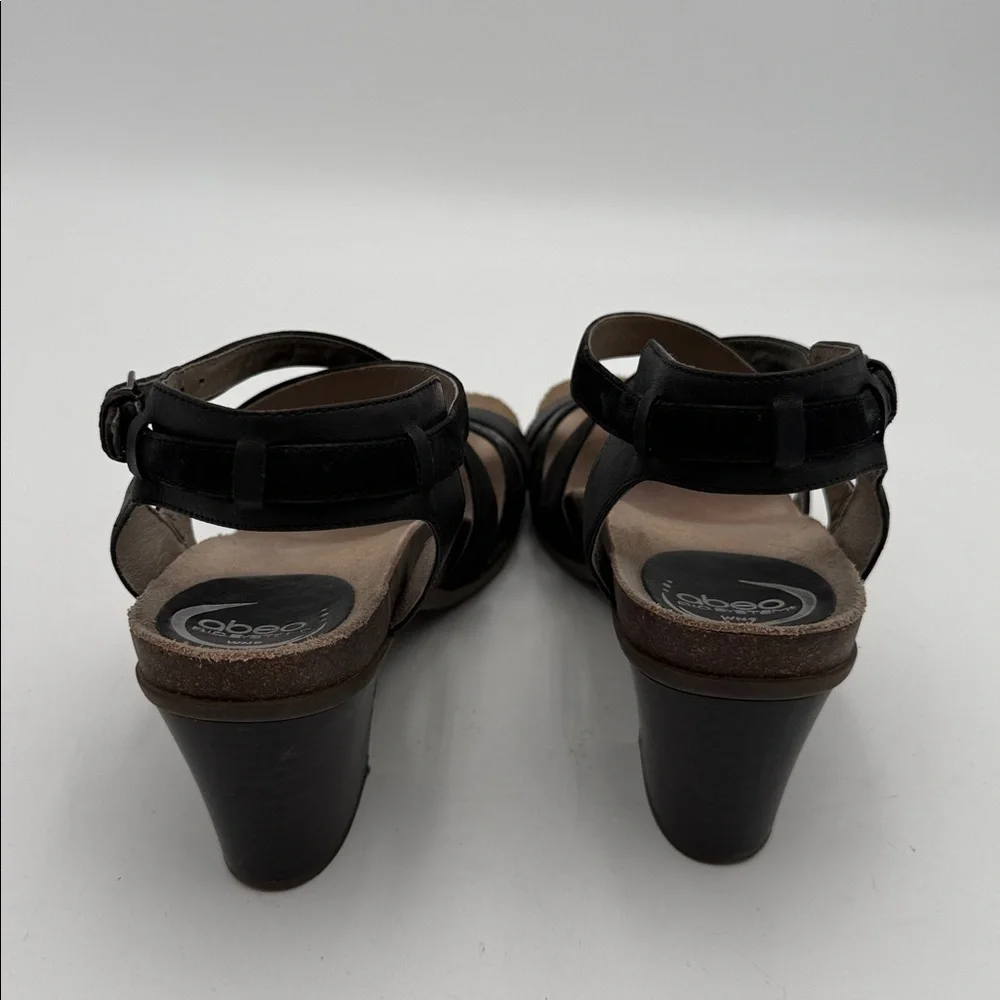 Obeo  Black Strappy Heels sandal women 9N Leather upper casual office comfort